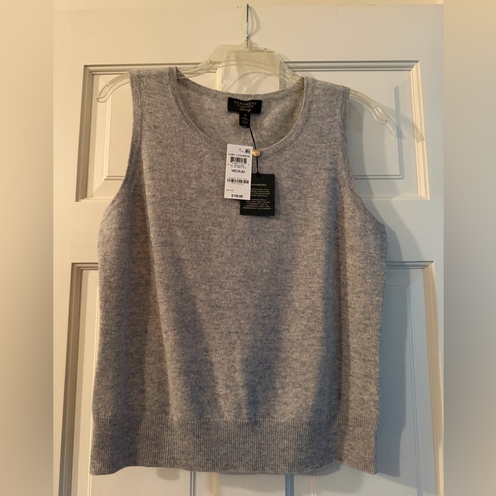Charter Club Cashmere Gray Sleeveless Sweater